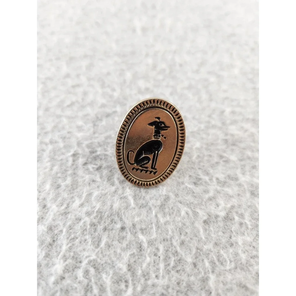 Vintage Swank Art Deco MCM  Greyhound Anubis Dog Whippet Gold Tone Cufflinks